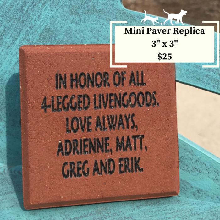 miniature replica 3" x 3" commemorative brick paver